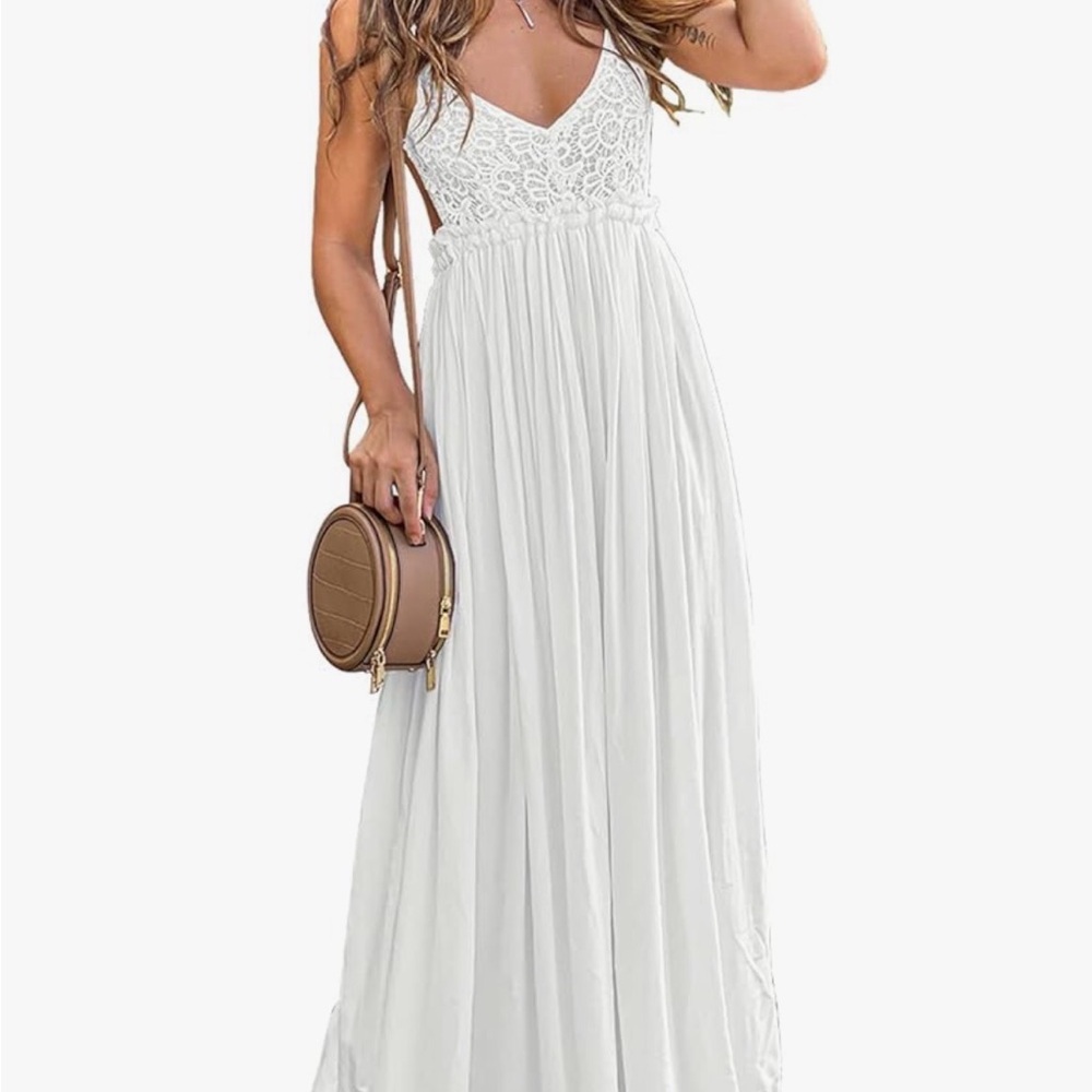 Chic White Lace Maxi Dress Sz S NWT